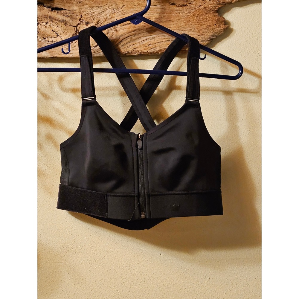 SHEFIT Ultimate Sports Bra Black High Impact Adjustable Front Zip Medium 110003